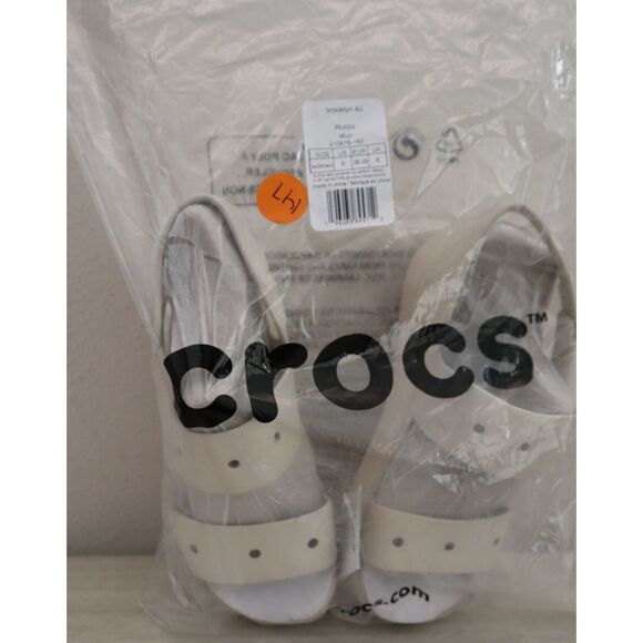 Crocs 210676-160 Women's Sz 8 Stucco/Beige Brooklyn 4U Wedge Sandals - Picture 12 of 12